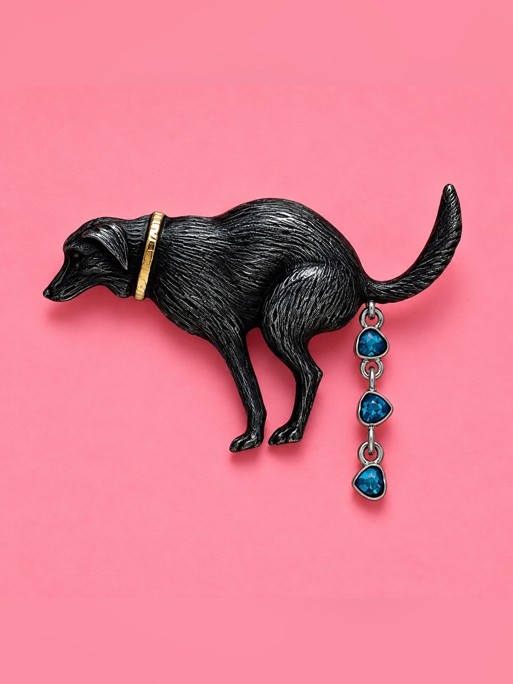 Pooping Dog Crystal Brooch